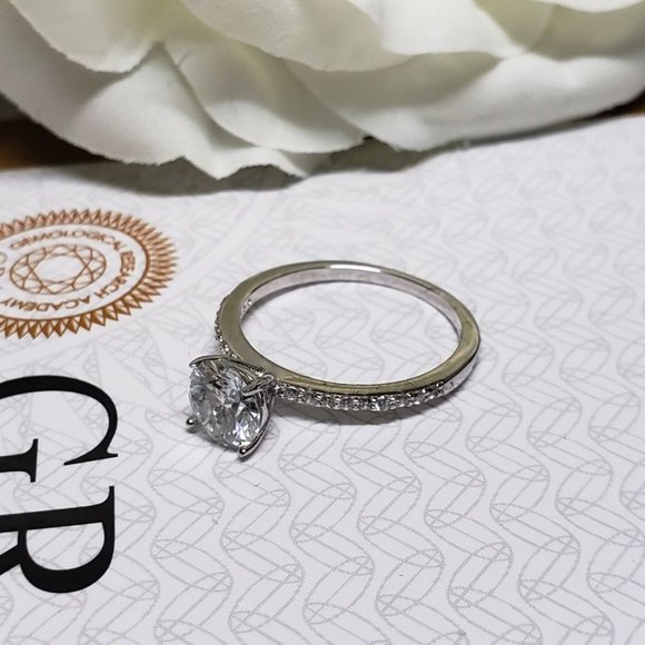 1 Carat Moissanite Solitaire Ring with 925 Sterling Silver Band - Picture 3 of 4